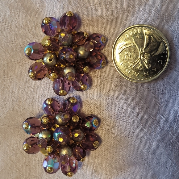 Chameleon vintage clip earrings glass beads wired - Picture 4 of 13